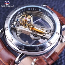 Forsining 2017 Minimalism Design Silver Steel Waterproof Steampunk Wrist Watch Mens Automatic Skeleton Watches Top Brand Luxury 2024 - buy cheap