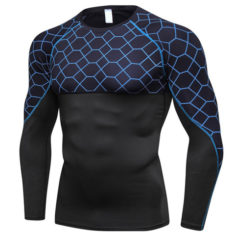 Мужская быстросохнущая облегающая дышащая спортивная рубашка с длинными рукавами и круглым вырезом FH99 2022 - купить недорого