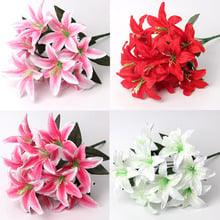 1 Bunch Multicolor Artificial Lily Flower Bouquet Fake Flowers Bridal Flower for Wedding Decoration Home Party Decor 2024 - buy cheap