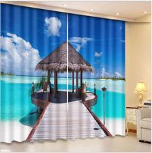 Escritório Quarto cenário Seaside Luxo 3D Rideaux Cortina Cortinas Cortina Da Janela Sala de estar decorar fronha de tamanho Personalizado 2024 - compre barato