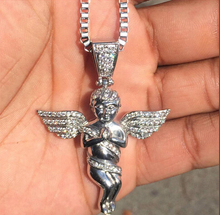 2017 pingente de colar hip hop punk rock feminino com micro pave peça de anjo e pingente para homens 2024 - compre barato