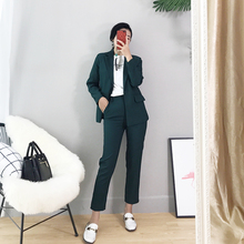 Two piece set top and pants new fashion elegant pioneer temperament suit black dark green suit nine pants women's two-piece suit 2024 - buy cheap