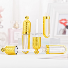 Tubo de brillo de labios dorado vacío, botella de bálsamo labial cosmético artesanal, envase de plástico para maquillaje recargable, 10/30/50 Uds. 2024 - compra barato