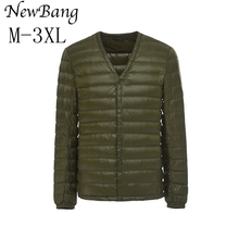 Newbang jaqueta masculina ultraleve de parka, casaco leve com pescoço em v portátil e à prova de vento 2024 - compre barato