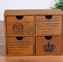 Zakka caixa de armazenamento de madeira retrô, 1 peça com 4 gavetas, atacado, armários de armazenamento para casa jl 0947 2024 - compre barato
