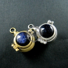 22mm antiqued silver,bronze blue sandstone cabochon steam punk ball vial wish pendant charm 1800122 2024 - buy cheap