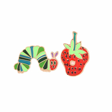 Catroon Colorful pins Caterpillars and Strawberry Fruit Enamel brooches Lapel pins denim backpack Couple Jewelry Gift for kids 2024 - buy cheap