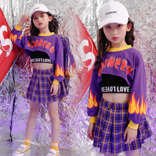 Kid Hip Hop Clothing Cropped Casual Shirt Sweatshirt Tops Grid Skirt for Girls Jazz Dance Costume Ballroom Dancing Clothes Wear 2024 - buy cheap