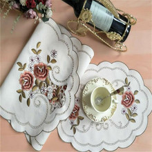 Frete grátis toalha de mesa bordada elegante vazada copo capa para assento festa de casamento presentes elipse oval 2024 - compre barato