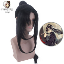 50cm Black Ponytail Wig Cosplay Costume Synthetic Hair Halloween Costume Party Play Wigs For Men Women 2024 - buy cheap