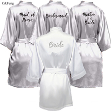 C & Fung sexy gris plata bata kimono pijamas de novia boda de dama de honor, matrona de dama de honor, hermana de la madre de vestidos de novia 2024 - compra barato