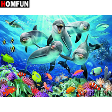 Homfun 5d pintura de diamante completa quadrada/redonda, broca "golfinho oceano", bordado 3d, ponto cruz, presente, decoração de casa, presente a08201 2024 - compre barato