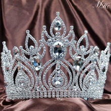 Diadema de corona grande para el cabello, diadema de Tiara para boda, desfile, fiesta de graduación, joyería para el cabello 2024 - compra barato