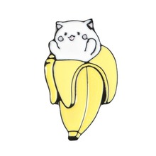 Broches con diseño de gato, broches de plátano, insignias de solapa, pins, joyería Animal, joyería de frutas, joyería Kawaii para mujer y Chica, #293398 2024 - compra barato