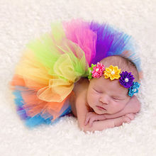 Tutú de flores para bebé recién nacido, falda de arco iris, bonito, faldas para bebés, fotografía 2024 - compra barato