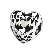 I Love For Mom Silver Enamel Charm DIY Jewelry Making 100% 925 Sterling Silver Jewelry Fit Silver Charm Bracelet Mother's Day 2024 - buy cheap