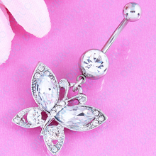 Butterfly fashion belly ring body piercing Lady jewelery navel belly button ring 14G Surgical Steel nickel-free 2024 - buy cheap