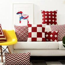 Funda de almohada de estilo nórdico para el hogar, cobertor de almohada de Color rojo, geométrico, geométrico, 45x45cm 2024 - compra barato