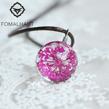 Hot FOMALHAUT Crystal glass Ball Plum flower Necklace Long Strip Leather Chain Pendant Necklaces Women 2015 Jewelry CX-119 2024 - buy cheap