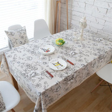 Large Flower Burlap White Peony Cotton Linen Table Cloth American Country Tablecloth Cover Towel Retro Tablecloth 2024 - buy cheap