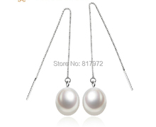 100% Real pearl 9-10mm Bead 925 Silver Chain Natural highlight Pearl Dangle Earring Freshwater Shining Jewelry For Woman Gift 2024 - buy cheap
