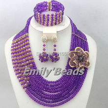 Purple Mix Gold African Wedding Nigerian Bridal Beads Jewelry Set Costume African Jewelry Sets Hot Free Shipping AEJ429 2024 - buy cheap