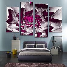 Lienzo moderno impreso en HD, arte de pared Modular de 4 paneles, pintura abstracta de flores, marco de póster, imágenes para sala de estar, decoración del hogar 2024 - compra barato