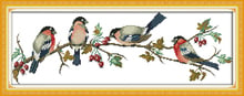 Hot Bullfinches Animal cotton cross stitch kit 14ct white 11ct printed embroidery DIY handmade needle work wall home decor 2024 - buy cheap