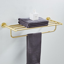 Toallero de baño de oro cepillado montado en la pared, soporte fijo de 60 cm, estante de toalla de acero inoxidable 304 2024 - compra barato
