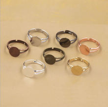 Fit 8mm cabochons Flat Ring Copper Tray Blank Setting Bezel Blank Cabochon Ring Base For DIY Ring 14pcs/lot K05242 2024 - buy cheap