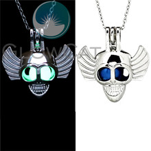 Светящееся ожерелье с подвеской в виде черепа, серебряная цепочка, светящееся в темноте, массивное ожерелье-чокер для женщин GG832 2024 - купить недорого