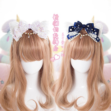Sweet lolita princess hairpinb Handmade lace bow hair cat ear Pearl crystal hairpin headband LOLITA  KC big bow headdress GSH006 2024 - buy cheap