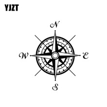 YJZT 16 см * 16 см наклейка в виде компаса, поворотные точки, виниловые наклейки для автомобиля, черные, серебристые, в виде компаса 2024 - купить недорого