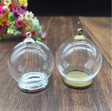 100 set/lote Globo de Cristal de 30mm con base de ajuste de 20mm hallazgos de joyería collar botella de vidrio frasco colgante de encantos cubierta de vidrio 2024 - compra barato