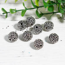 DoreenBeads Zinc Based Alloy silver color Spacer Beads Round Filigree DIY Components About 12mm Dia, Hole: Approx 2.5mm, 5 PCs 2024 - buy cheap