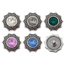 Botón de metal con diamantes de imitación para mujer, flor w012 de 18mm y 20mm, botón a presión, pulsera, collar, joyería de plata para mujer 2024 - compra barato