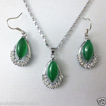 Nobility Lucky Women New green gem stone Pendants Necklace Earrings set hook marvel for women wedding fine -jewe 2024 - buy cheap