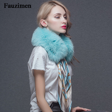 100% Real Fox Fur Collar Women Fur Shawls Coats Luxury Warm Colorful Scarf Women Large Fur Scarves Women Jacket 2024 - buy cheap
