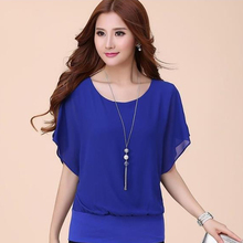 Women Chiffon Blouse Fashion Summer Big Size 5XL Batwings Short Sleeve Flouncing Tops Casual Slim Solid Tops 2024 - buy cheap