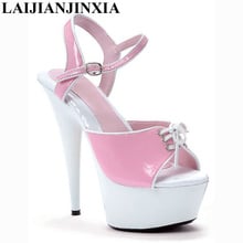 LAIJIANJINXIA New Sexy Women Party Shoes Buckle Strap Shoes Stiletto 15 Cm High Heels Platform Dancing Shoes Women's Sandals 2024 - buy cheap