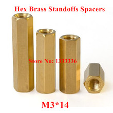 Separadores de latón hexagonales M3 x 14, tuerca Hexagonal larga, M3, espaciado de hilo femenino, pilar de placa PCB, 100 Uds. 2024 - compra barato