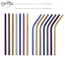 Bend Straight Drinkware Straws With 1 Brush Stainless Steel Reusable Multi-colors Drinking Straws Coffee Juice Milk Tea Straws 2024 - buy cheap