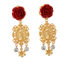 Fashion Women Vintage Rhinestone Baroque Style Luxury Crystals Elegant Flowers Exaggerated Long Dangle Jewelry Earrings 2024 - buy cheap