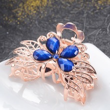 Golden Metal Rhinestone Resin Flower Hair Claws Girls Hair Ornaments Gifts Crystal Butterfly Crab Hair Clip Women Hair Jewelry 2024 - buy cheap