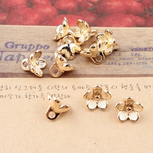 Free Shipping 30PCS Gold Tone Alloy Floral Caps  Shape Charm Pendants for Girl  Necklace Pendant Making DIY Findings Material 2024 - buy cheap