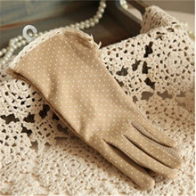 KLV 1 Pair Elegant Women's Driving Slip-resistant Sunscreen Cotton Gloves Fashion Dot Lace Female Sun Protection Non-slip Glove 2024 - buy cheap