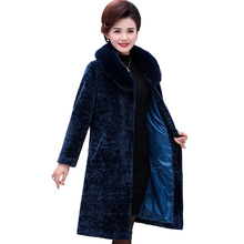 2019 Autumn Winter Women Sheep sheared Coat Plus size 5XL Thicken Hooded Woolen Coats Middle aged Female Fur collar Long Jackets 2024 - buy cheap