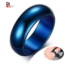 Стильное мужское синее кольцо 7 мм из нержавеющей стали, обручальные ленты Anel bague, размеры США от 6 до 13 2024 - купить недорого