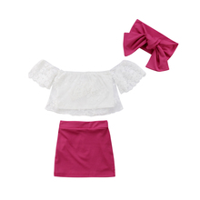 Citgeett-Conjunto de ropa con hombros descubiertos para niña, Tops florales blancos de encaje + faldas, rosa, moda de verano 2024 - compra barato