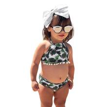 shaunyging # 4006  2018 NEW Fashion  Toddler Girls Printed Tassel Swimwear Bathing Bikini Briefs Set Outfits Swimsuit 2024 - buy cheap